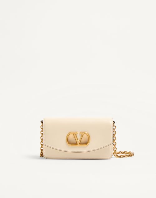 Valentino Garavani - Valentino Garavani Vain Clutch Bag In Shiny Calfskin - Butter - Woman - Shoulder Bags